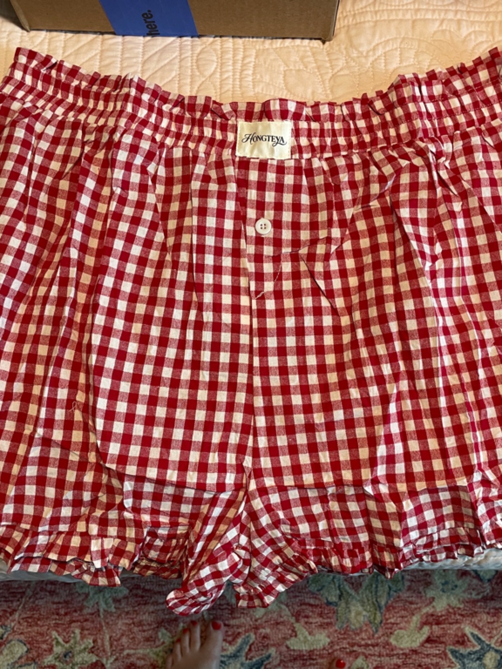 Red Gingham Women's with Ruffled Hem